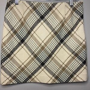 H&M Checkered Mini Skirt in Cream‎ and Brown